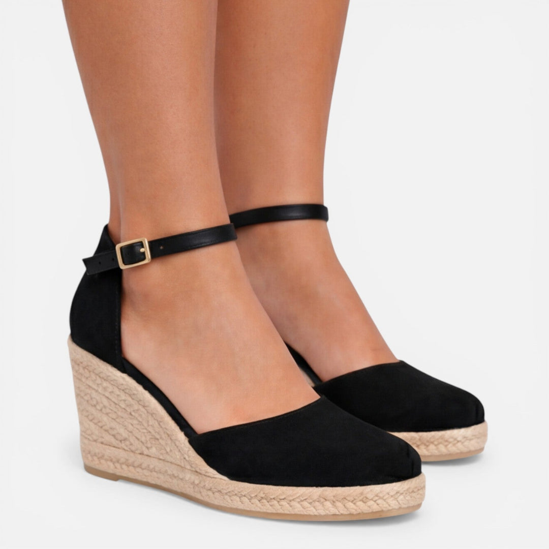Women's Closed-Toe Espadrille Wedge Sandals with Ankle Strap