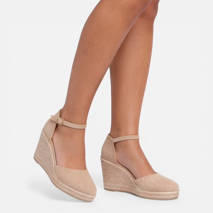 Women's Closed-Toe Espadrille Wedge Sandals with Ankle Strap