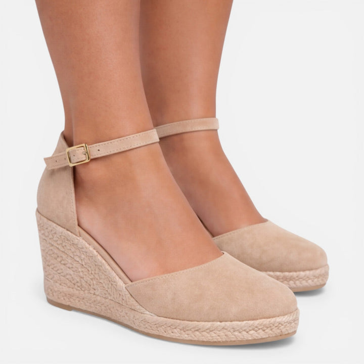 Women's Closed-Toe Espadrille Wedge Sandals with Ankle Strap