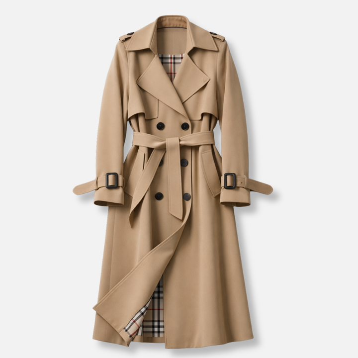 Women's Trench Coat with Belted Waist