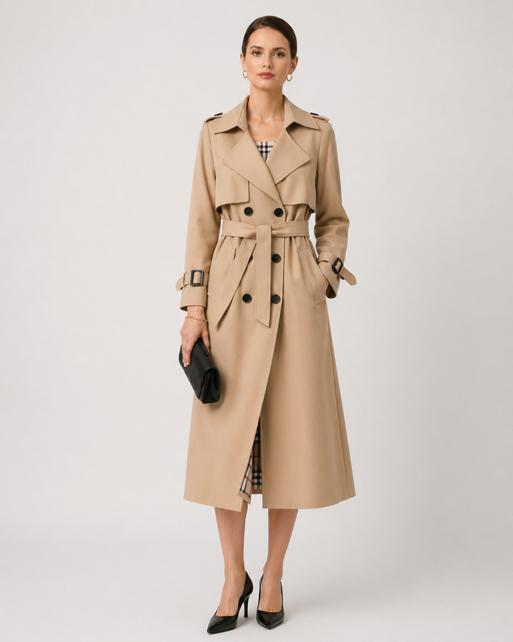Women's Trench Coat with Belted Waist