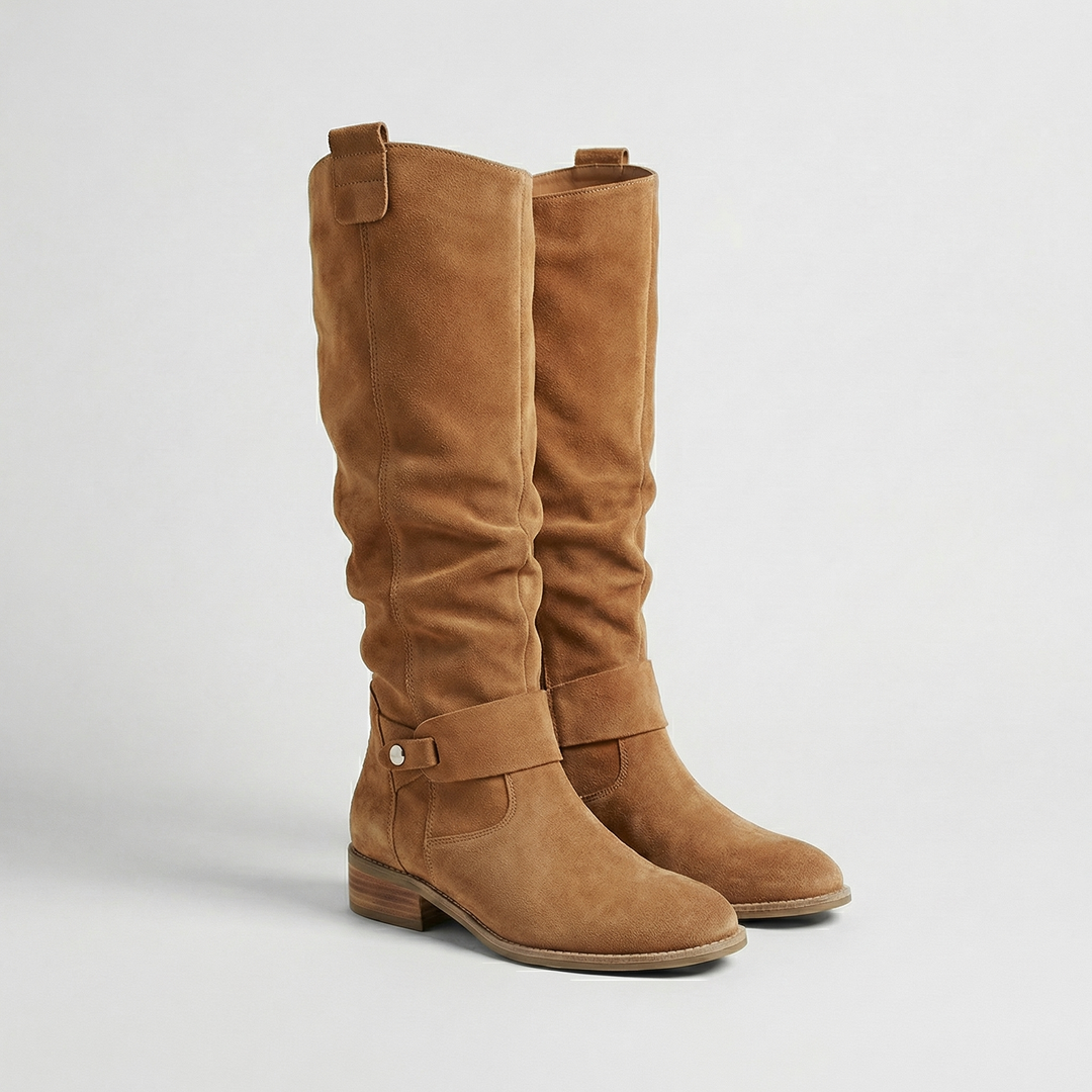 Women's Slouch Knee High Boots with Low Heel