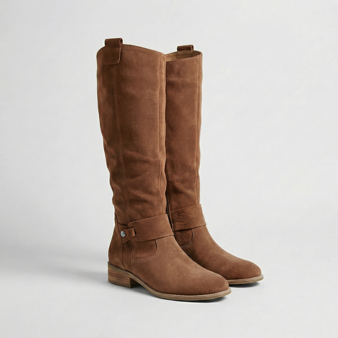 Women's Slouch Knee High Boots with Low Heel