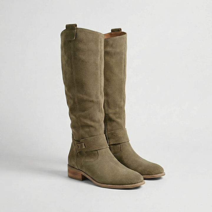 Women's Slouch Knee High Boots with Low Heel