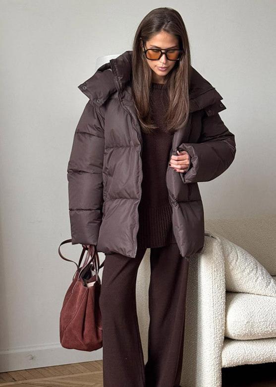 Women's Oversized Puffer Jacket with Detachable Hood