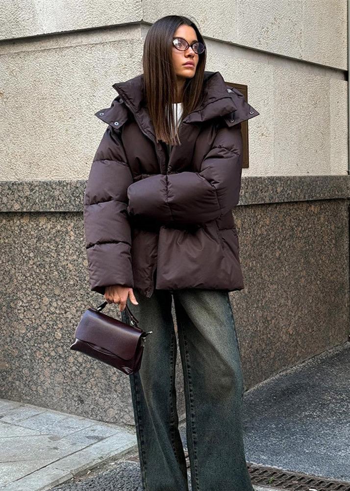 Women's Oversized Puffer Jacket with Detachable Hood
