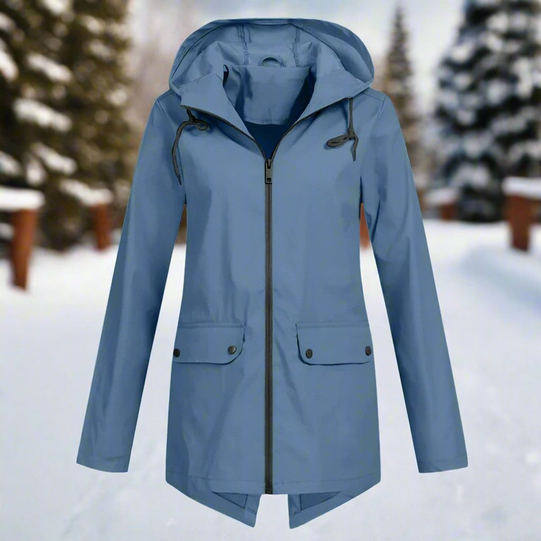 Women's Hooded Rain Jacket with Snap Pockets
