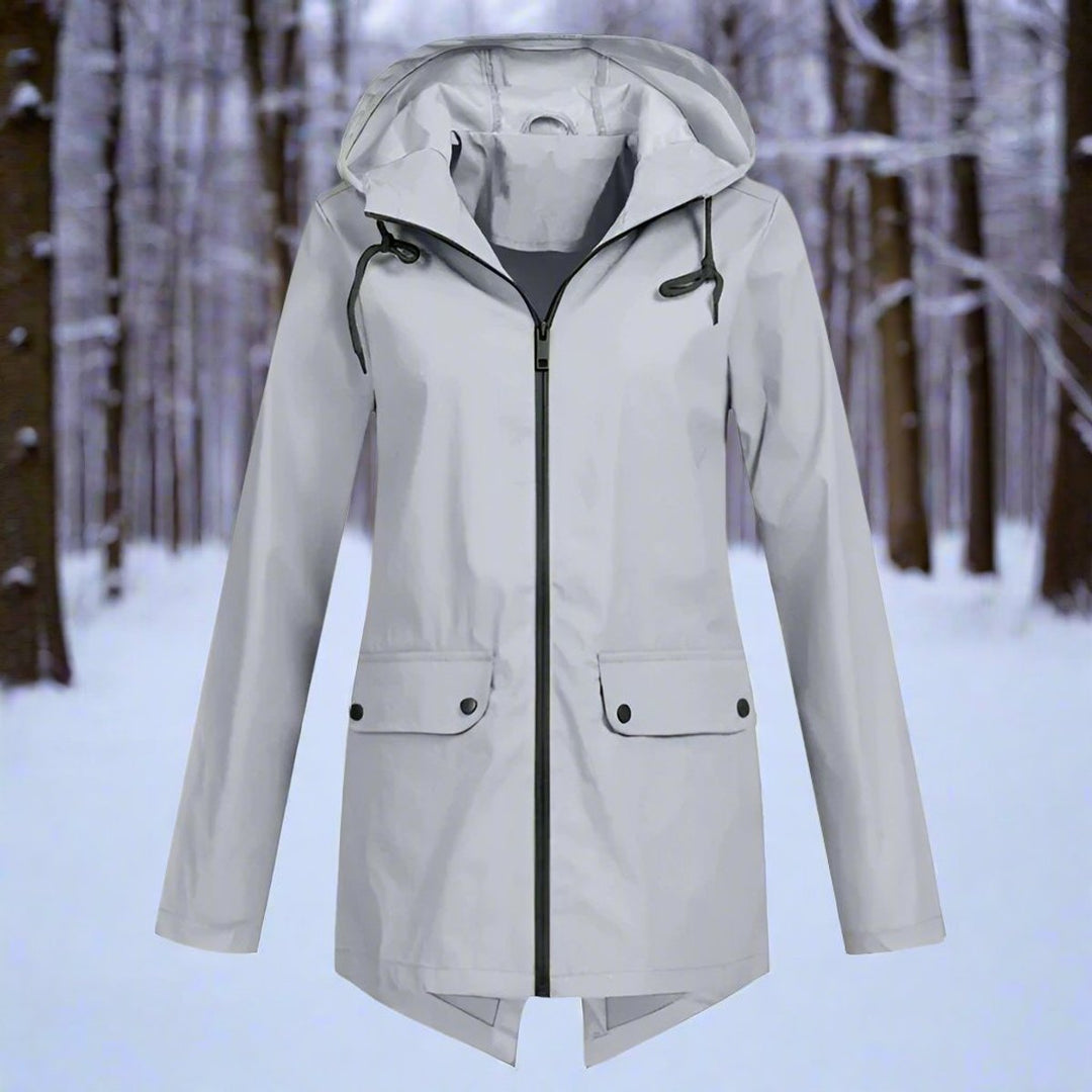 Women's Hooded Rain Jacket with Snap Pockets