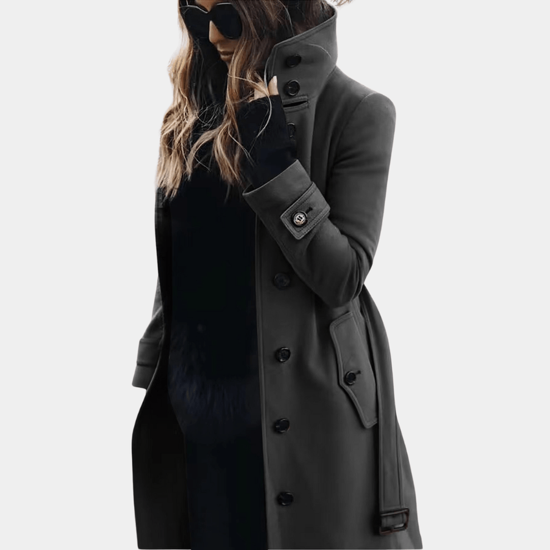 Women's Stand Collar Button Front Coat in Classic Fit
