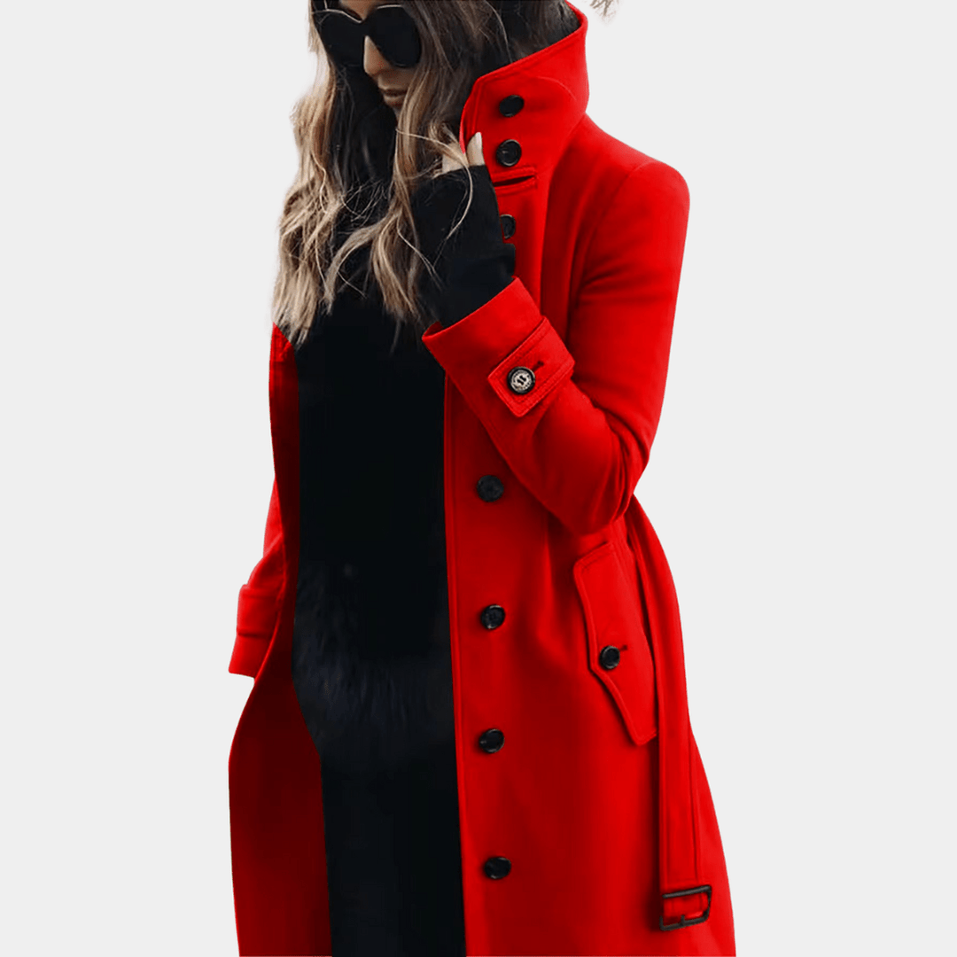 Women's Stand Collar Button Front Coat in Classic Fit