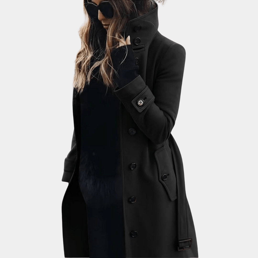 Women's Stand Collar Button Front Coat in Classic Fit
