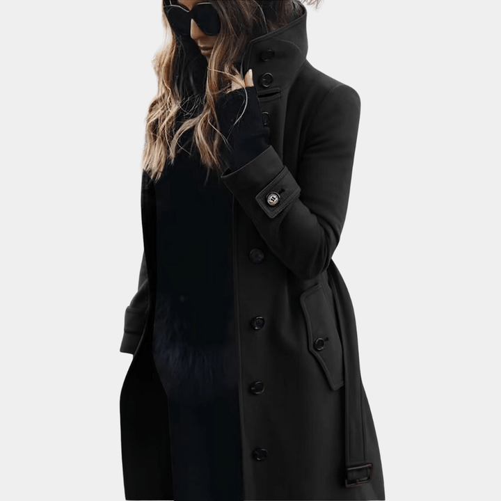 Women's Stand Collar Button Front Coat in Classic Fit