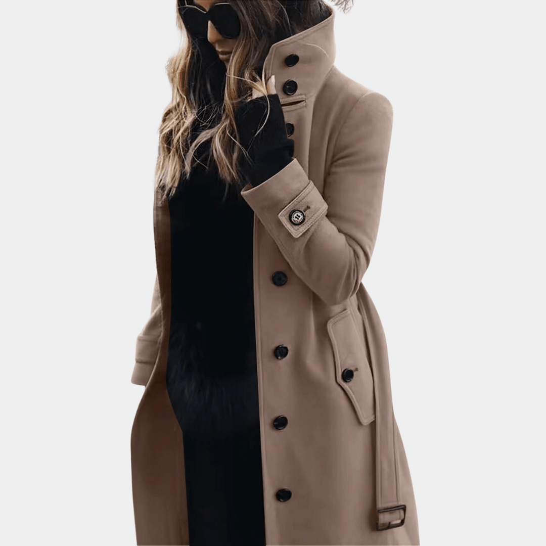 Women's Stand Collar Button Front Coat in Classic Fit