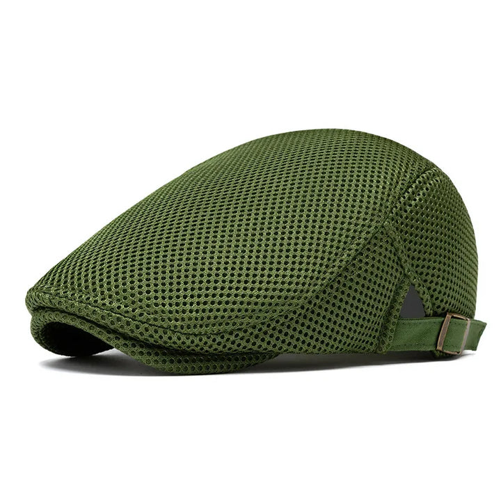 Mesh Flat Cap with Adjustable Buckle Strap
