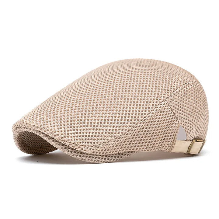 Mesh Flat Cap with Adjustable Buckle Strap