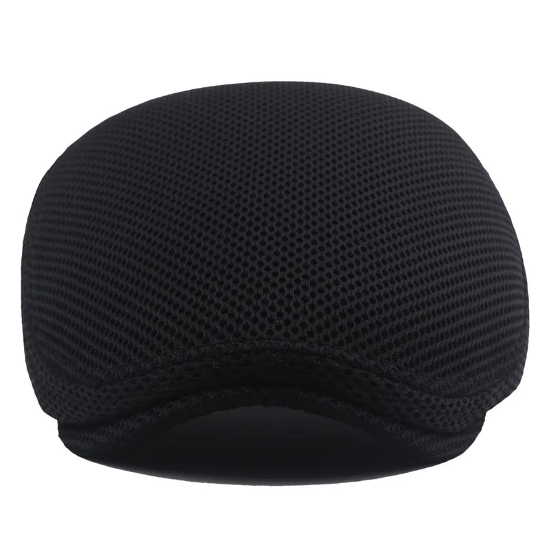 Mesh Flat Cap with Adjustable Buckle Strap