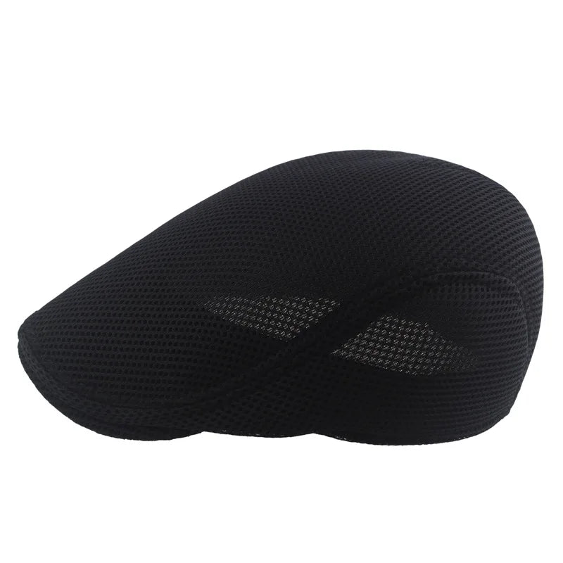 Mesh Flat Cap with Adjustable Buckle Strap