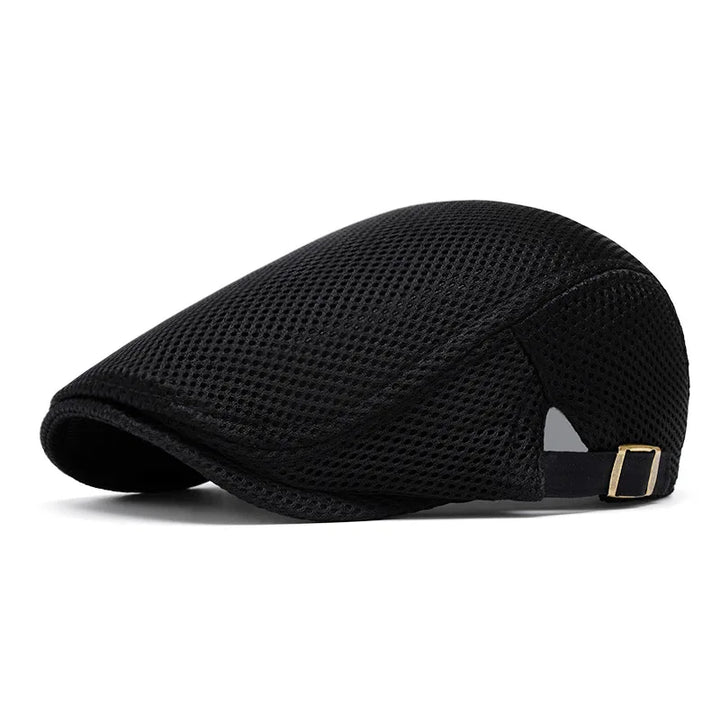 Mesh Flat Cap with Adjustable Buckle Strap
