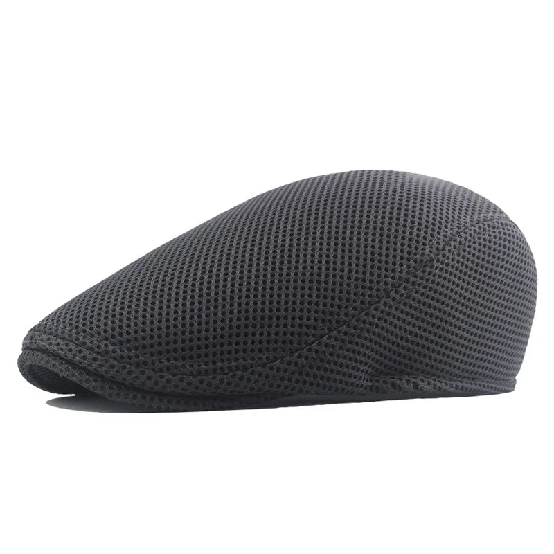 Mesh Flat Cap with Adjustable Buckle Strap