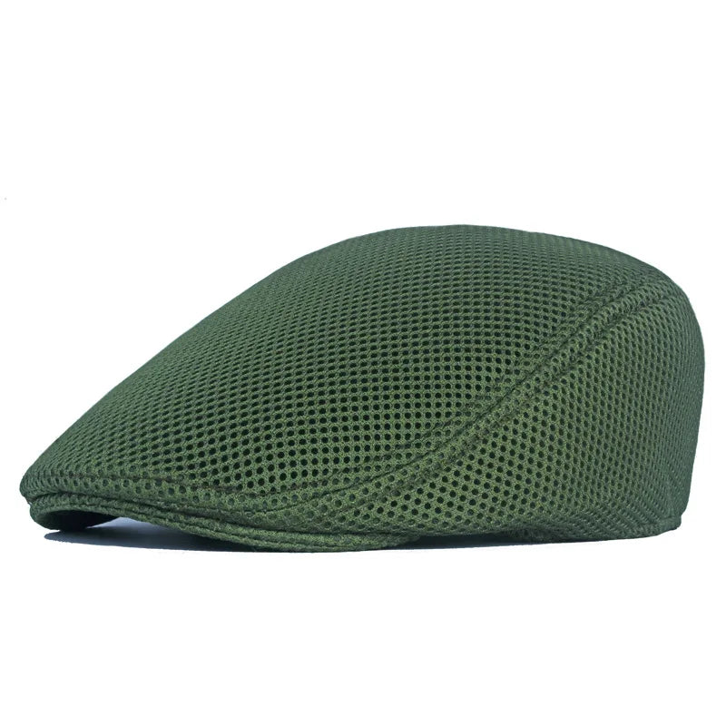 Mesh Flat Cap with Adjustable Buckle Strap