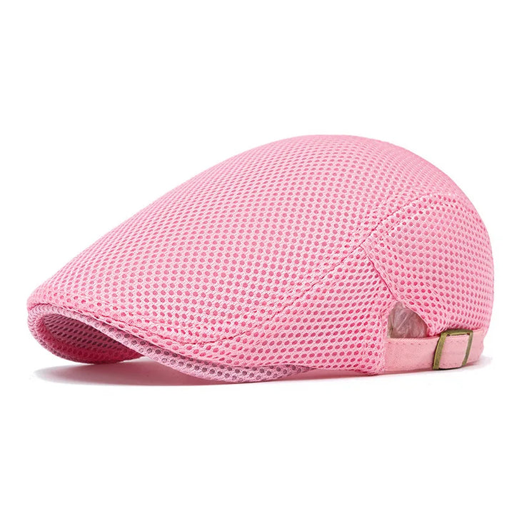 Mesh Flat Cap with Adjustable Buckle Strap