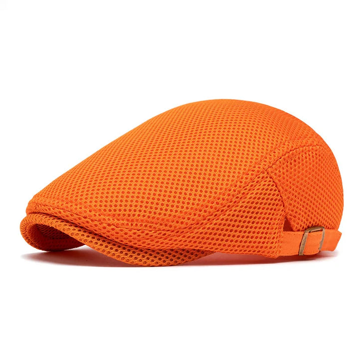 Mesh Flat Cap with Adjustable Buckle Strap