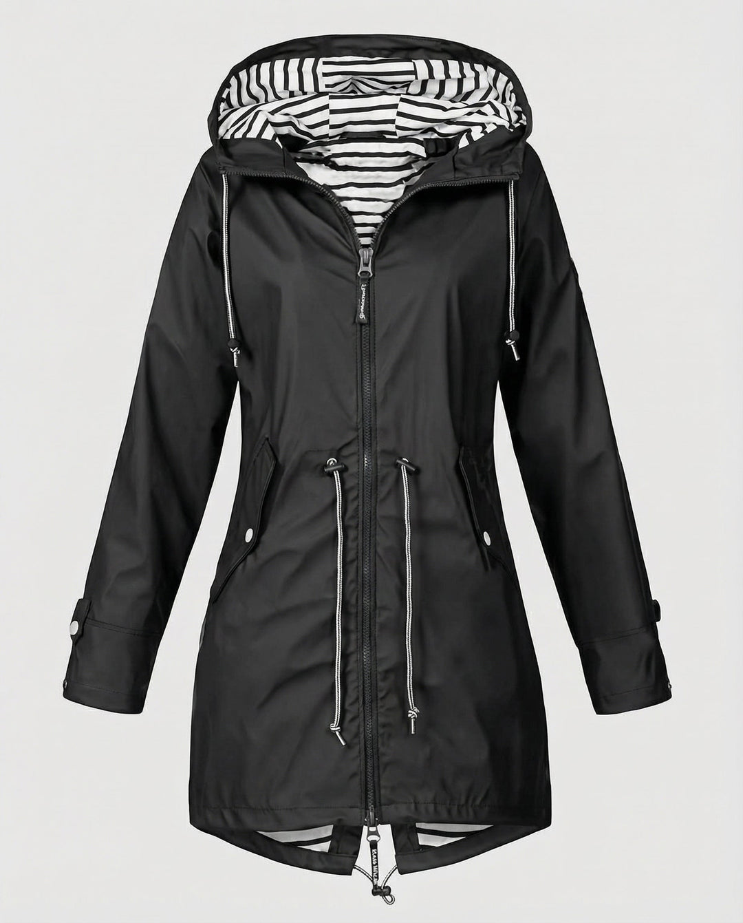 Women's Waterproof Hooded Raincoat with Drawstring Waist