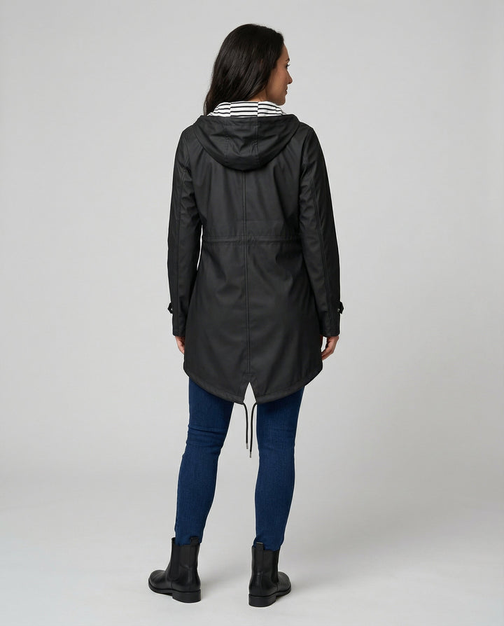 Women's Waterproof Hooded Raincoat with Drawstring Waist