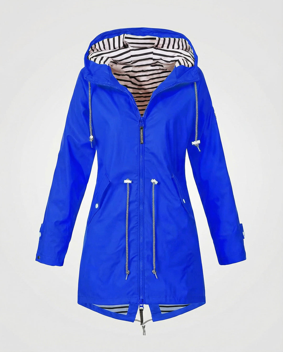 Women's Waterproof Hooded Raincoat with Drawstring Waist
