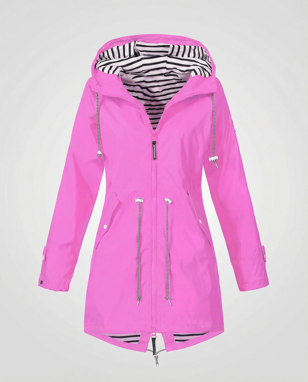 Women's Waterproof Hooded Raincoat with Drawstring Waist