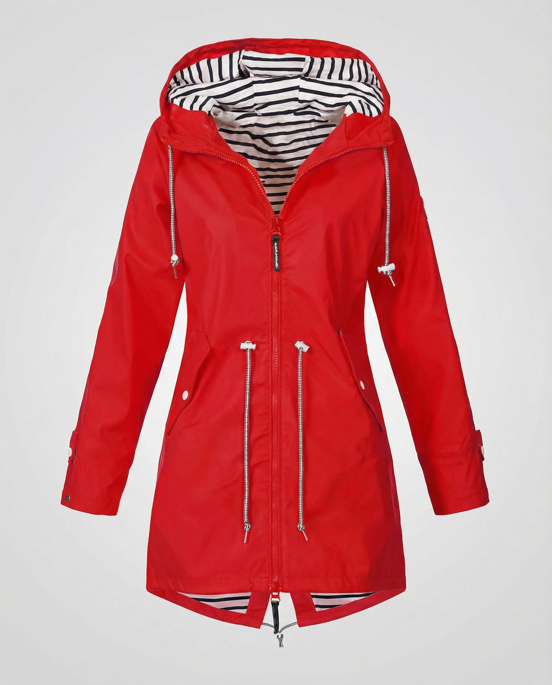 Women's Waterproof Hooded Raincoat with Drawstring Waist