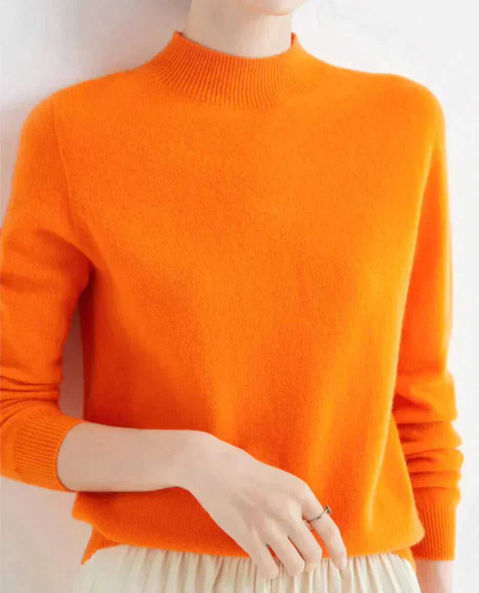 Women's Ribbed Mock Neck Fitted Sweater