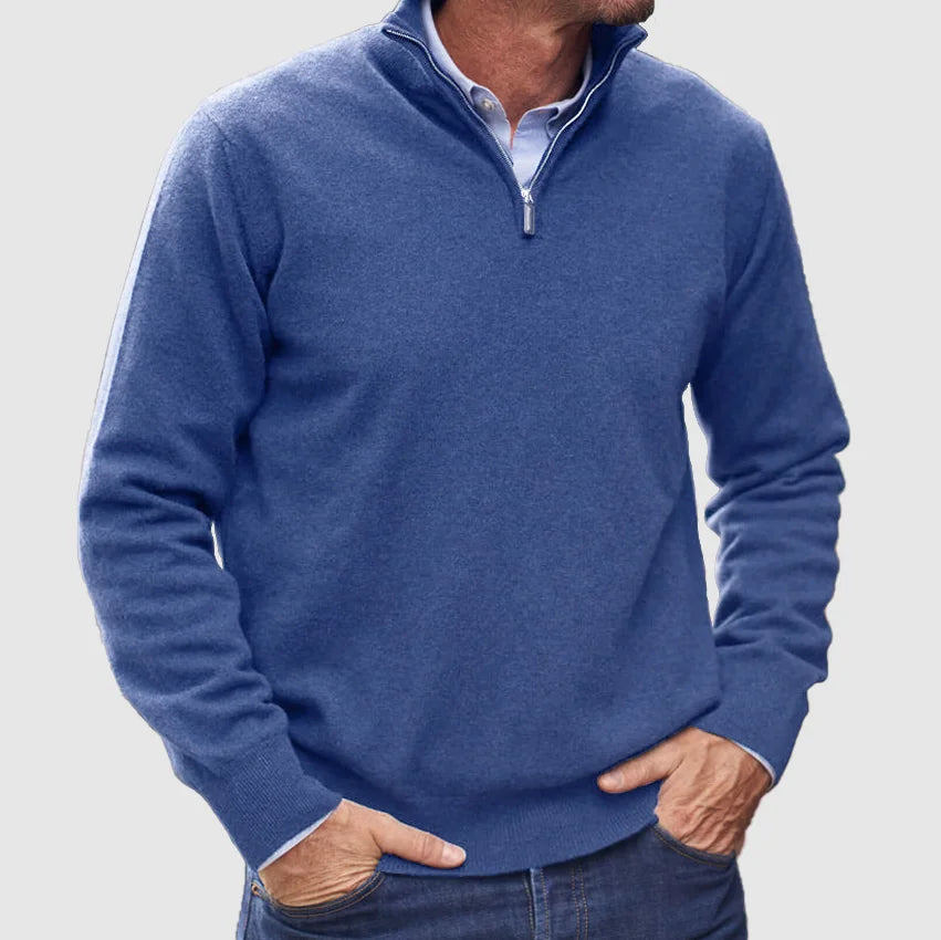 Men's Quarter Zip Mock Neck Sweater