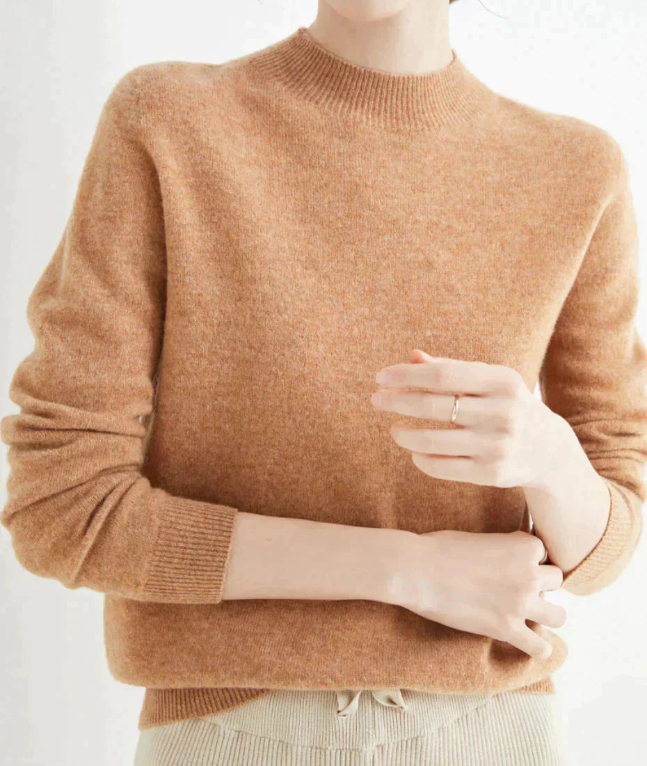 Women's Ribbed Mock Neck Fitted Sweater