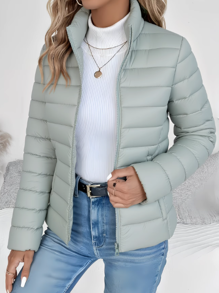 Women's Quilted Puffer Jacket with Stand Collar