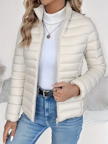 Women's Quilted Puffer Jacket with Stand Collar