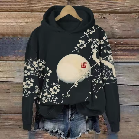 Women's Cherry Blossom Print Oversized Hoodie