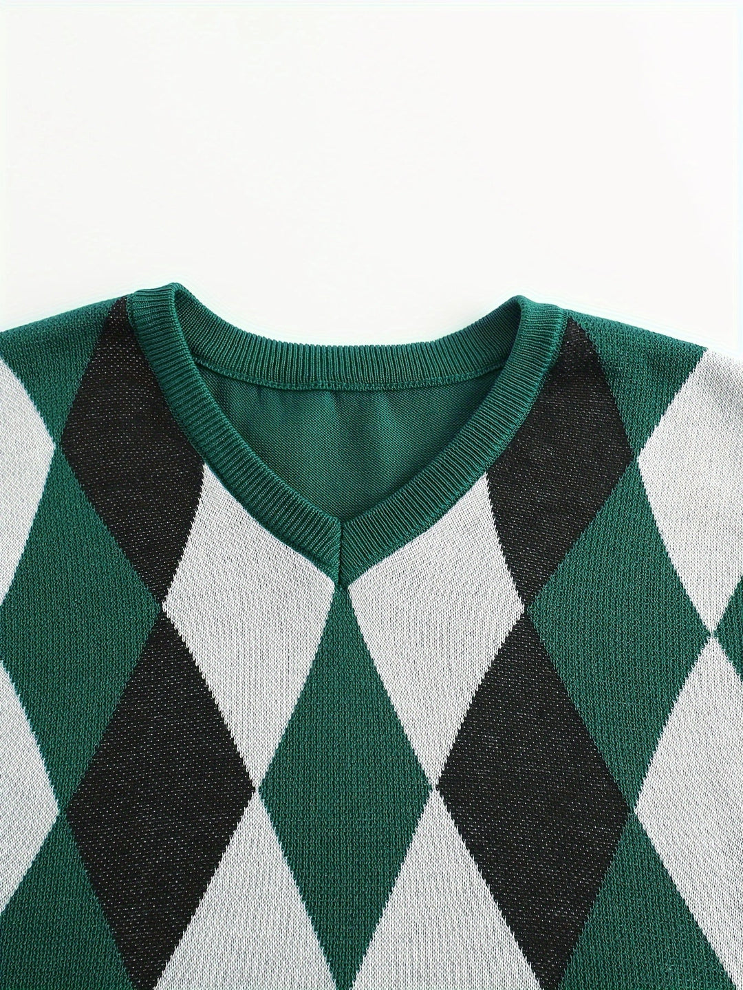 Men's Argyle Knit Sweater Vest with V-Neck