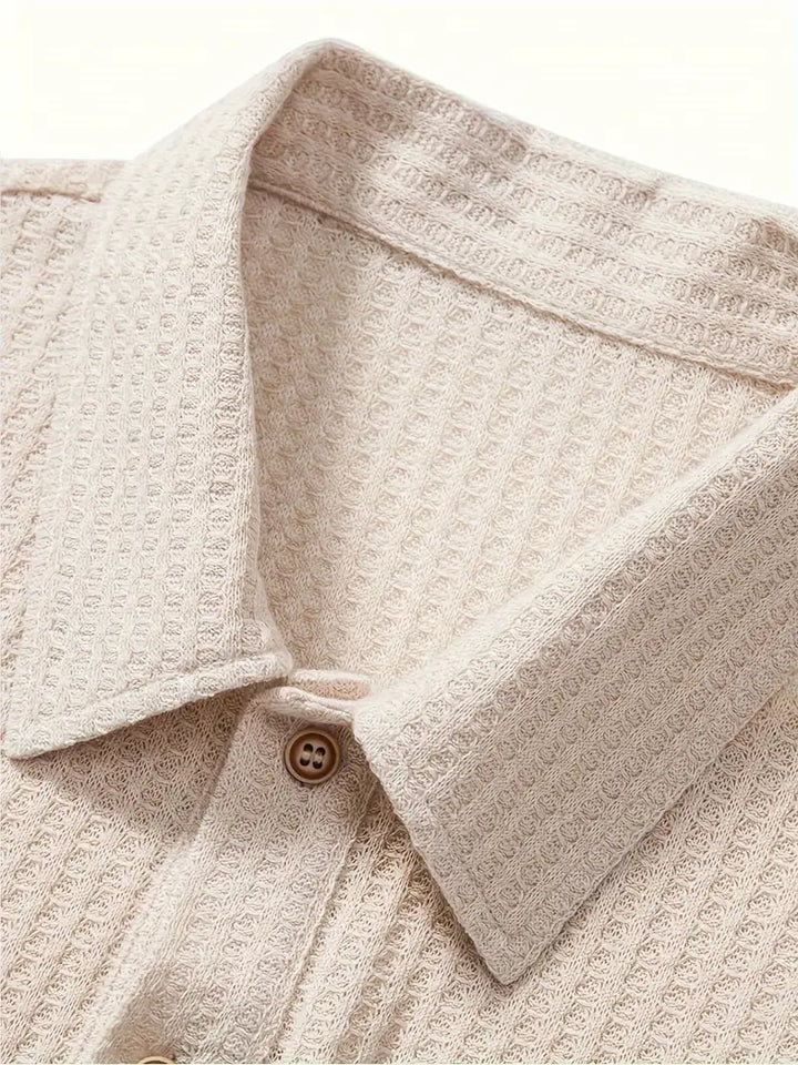 Textured Knit Polo Shirt for Men