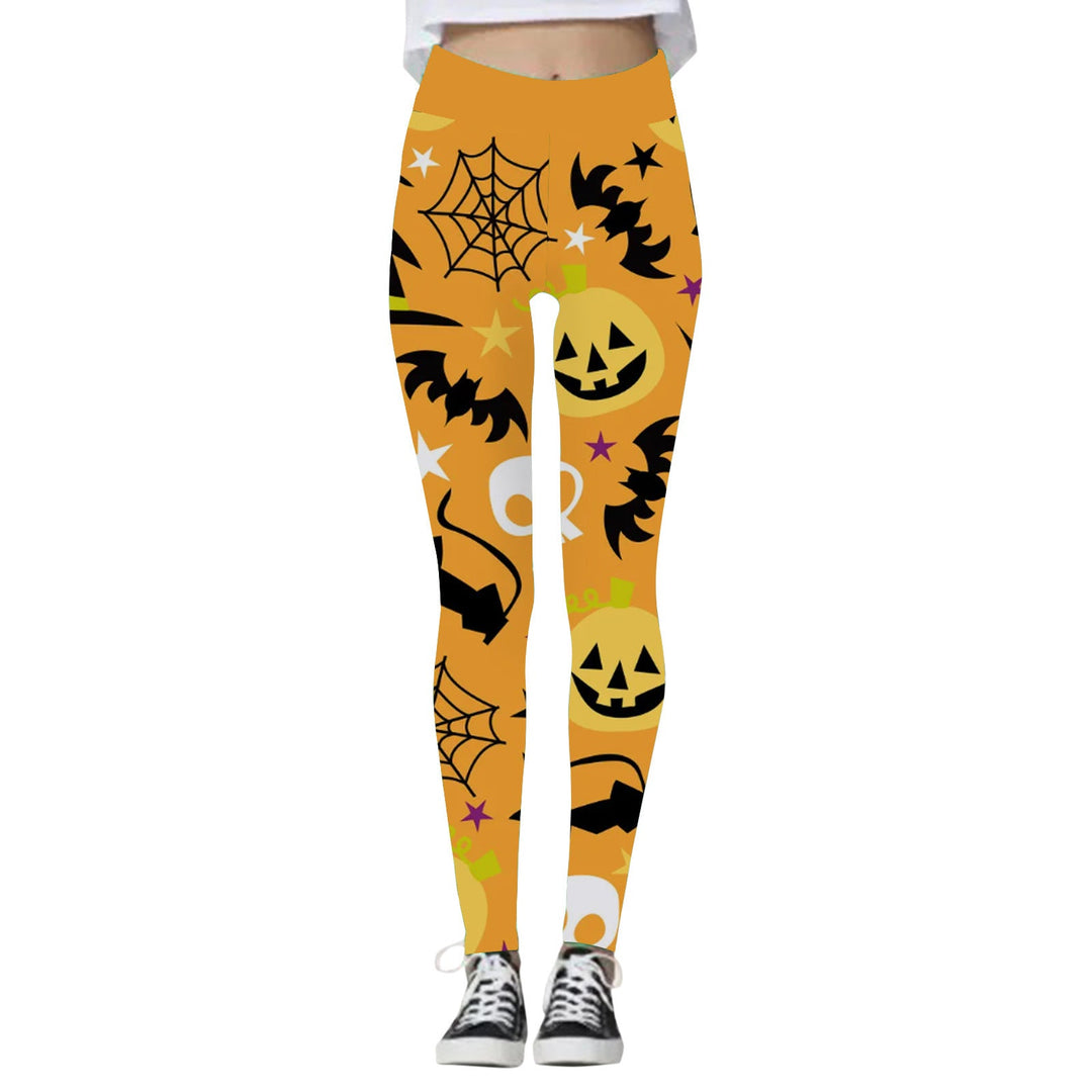 Women's Skull and Pumpkin Print Halloween Leggings