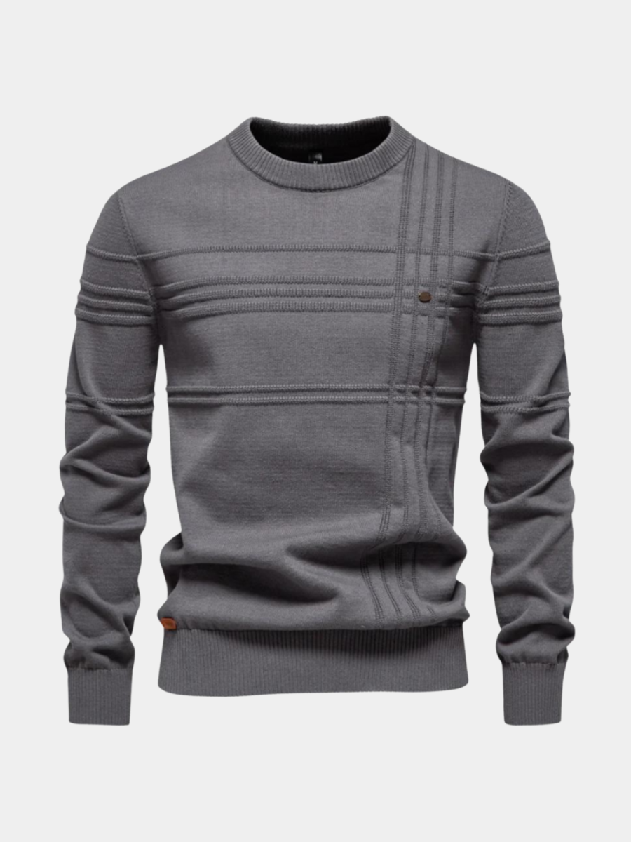Men's Textured Crew Neck Knit Sweater