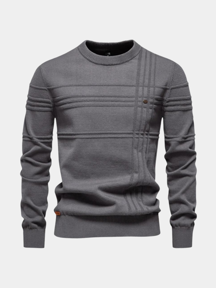 Men's Textured Crew Neck Knit Sweater