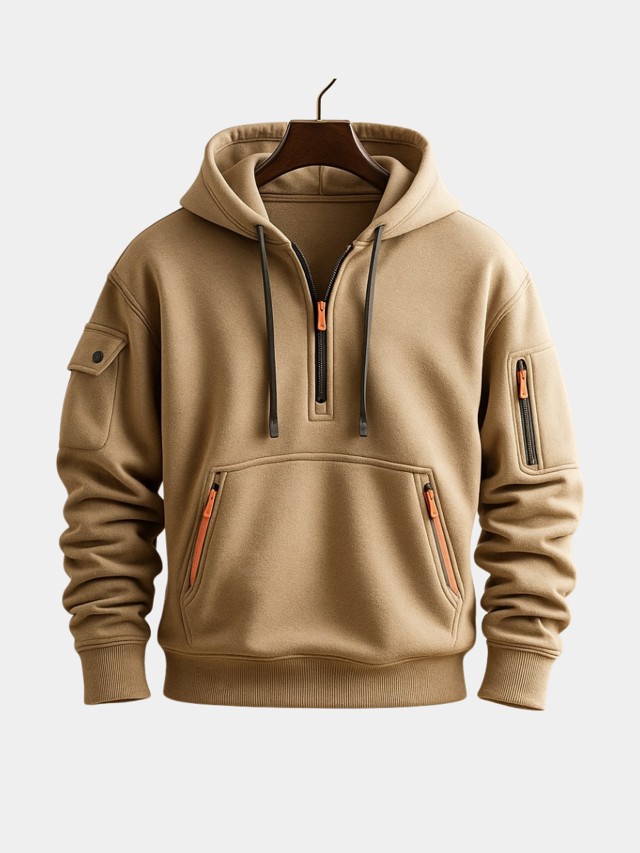 Men's Fleece Zip Hoodie Jacket with Utility Pockets