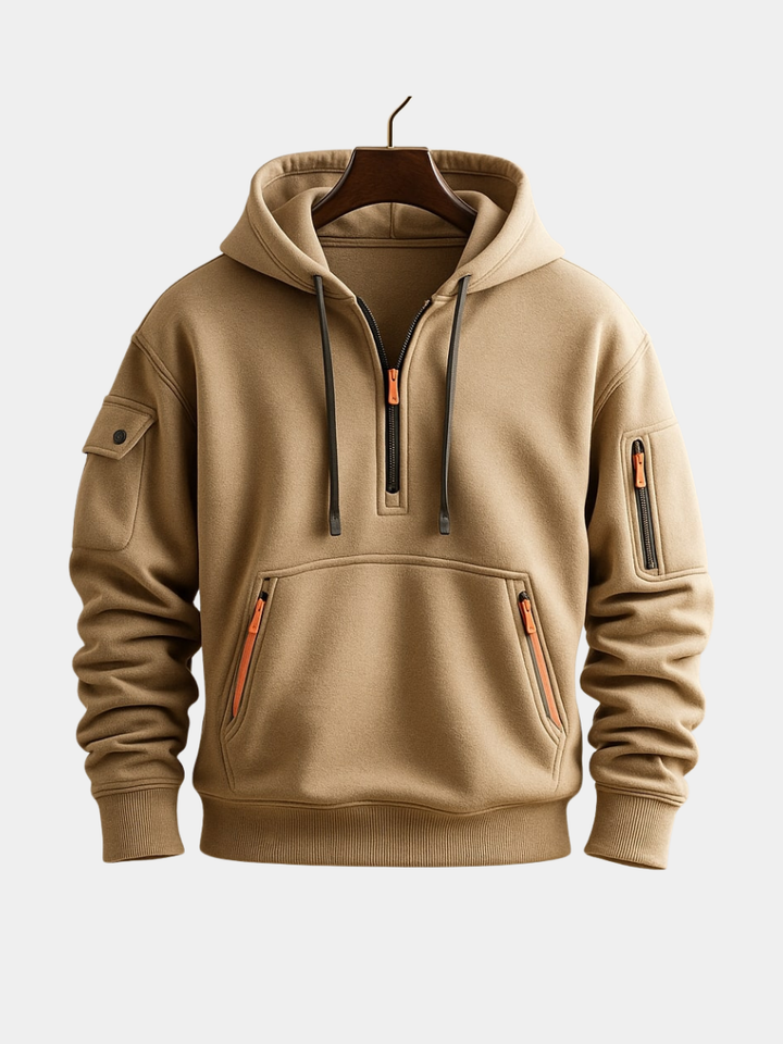 Men's Fleece Zip Hoodie Jacket with Utility Pockets