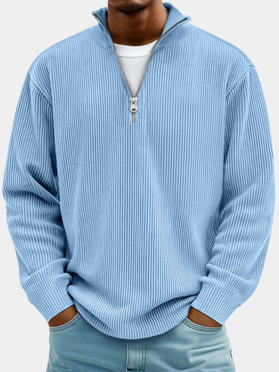 Men's Ribbed Quarter-Zip Knit Sweater