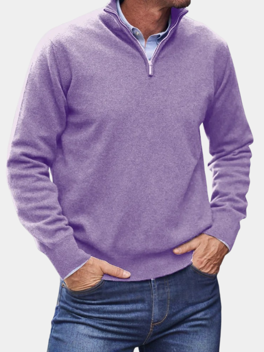 Men's Quarter Zip Mock Neck Sweater