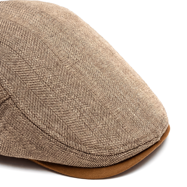 Herringbone Tweed Flat Cap with Adjustable Strap