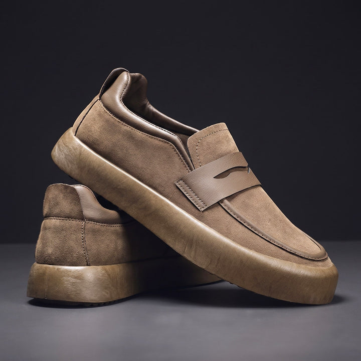 Suede Penny Loafer Sneakers with Chunky Sole