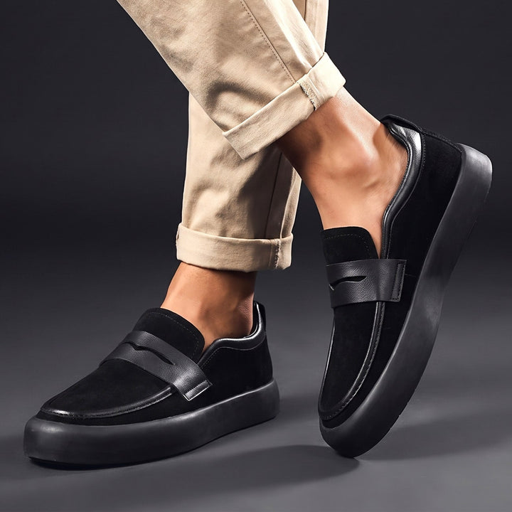 Suede Penny Loafer Sneakers with Chunky Sole