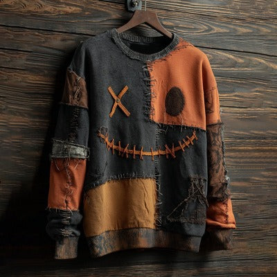 Men's Pumpkin Bat Halloween Sweater with Pullover Fit